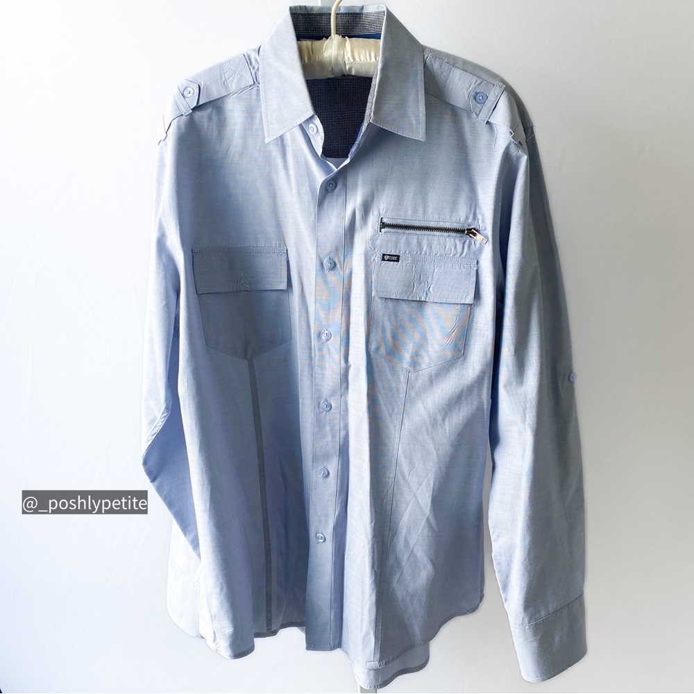 Soverign Code Large Light Blue Button Down Shirt … - image 1